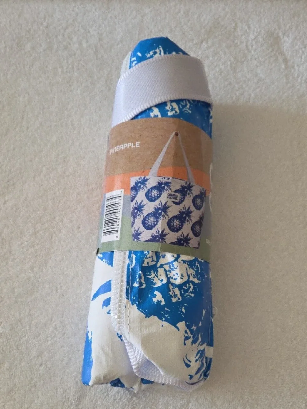 Coastal Culture Blue Pineapple Print Tote